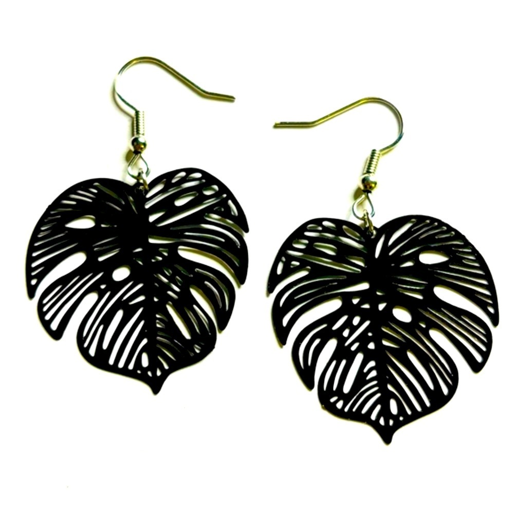 Monstera Deliciosa Leaf Filigree Earrings, Unworn, NWT